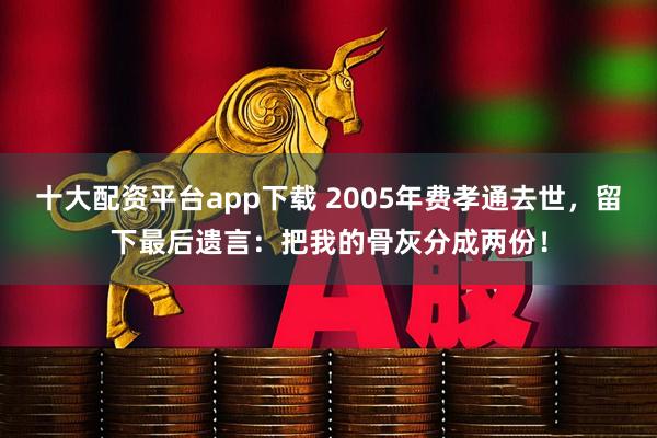 十大配资平台app下载 2005年费孝通去世，留下最后遗言：把我的骨灰分成两份！